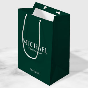 Sacola Para Presentes Média Padrinho de casamento Personalizado Verde Moderno