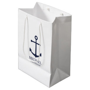 Sacola Para Presentes Média Padrinhos de casamento Personalizados de Âncora Az
