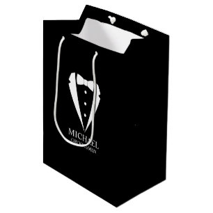 Sacola Para Presentes Média Padrinhos de casamento personalizados de terno de