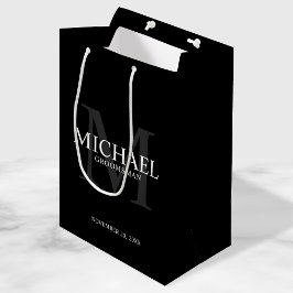 Sacola Para Presentes Média Padrinhos de casamento Personalizados Pretos Mascu