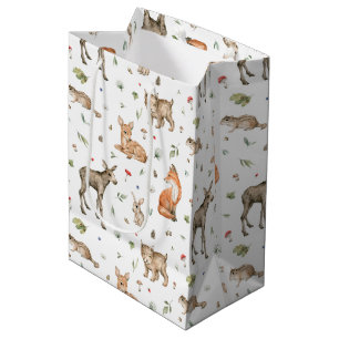 Sacola Para Presentes Média Padrões de Animais da Floresta Cura
