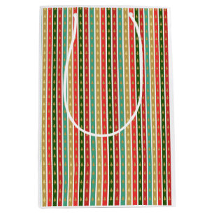 Sacola Para Presentes Média Padrões de árvores ouros de Natal - Elegante e Chi