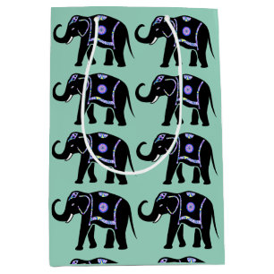 Sacola Para Presentes Média Padrões Decorativos Abstratos de Elefante Animal
