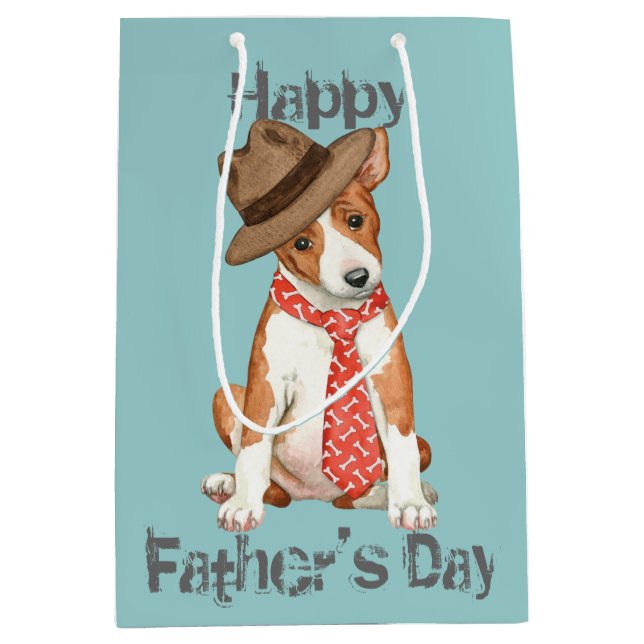 Sacola Para Presentes Média Pai Basenji (Frente)