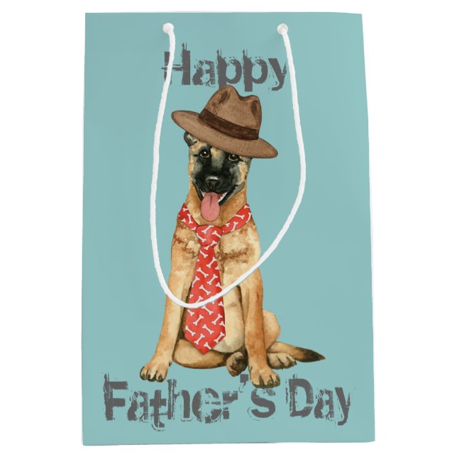Sacola Para Presentes Média Pai Malinois belga (Frente)