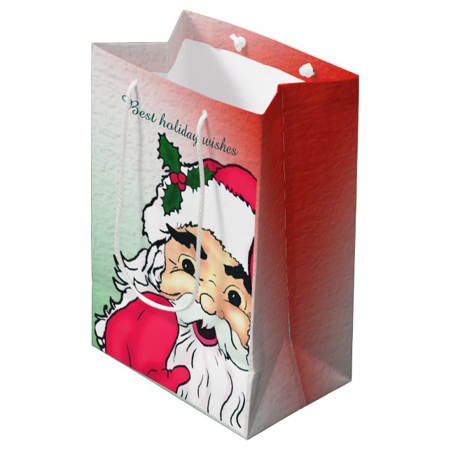 Sacola Para Presentes Média Pai Natal Personalizável (Frente inclinada)