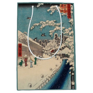 Sacola Para Presentes Média paisagem de inverno de Hiroshige japão ukiyo-e ant