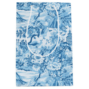 Sacola Para Presentes Média Paisagem do Toile Azul Clássico