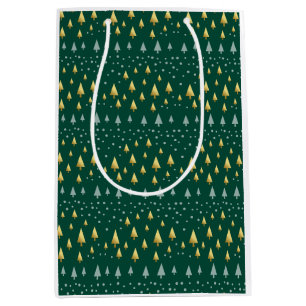 Sacola Para Presentes Média Paisagem Natal elegante de ouros