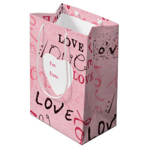 Sacola Para Presentes Média Palavras de Namorados Personalizado do Amor