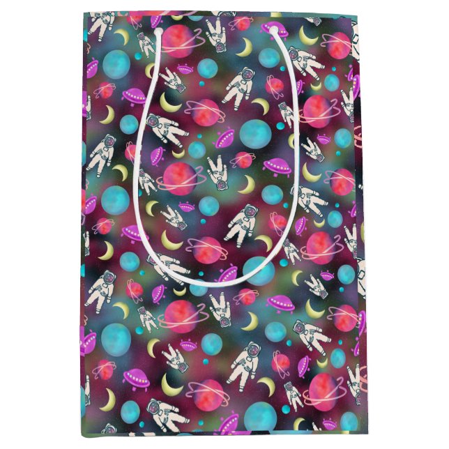 Sacola Para Presentes Média Paleta de Espaço (Frente)