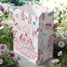 Sacola Para Presentes Média Paleta rosa William Morris Design