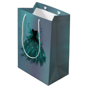 Sacola Para Presentes Média Palhaço de Teal de Fada Gótica Ovinos Verdes Pro