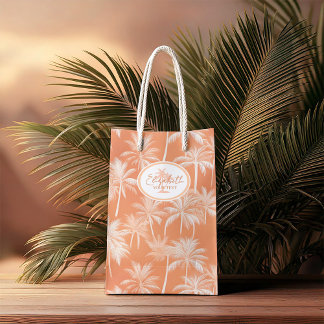 Sacola Para Presentes Média Palmeira havaiana Silhouette Padrão Tacao ID1093