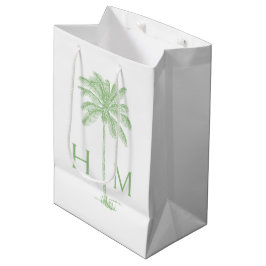 Sacola Para Presentes Média Palmeira Palmetto Costeira Verde Monograma