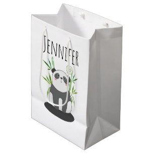 Sacola Para Presentes Média Panda branca e negra em bambu