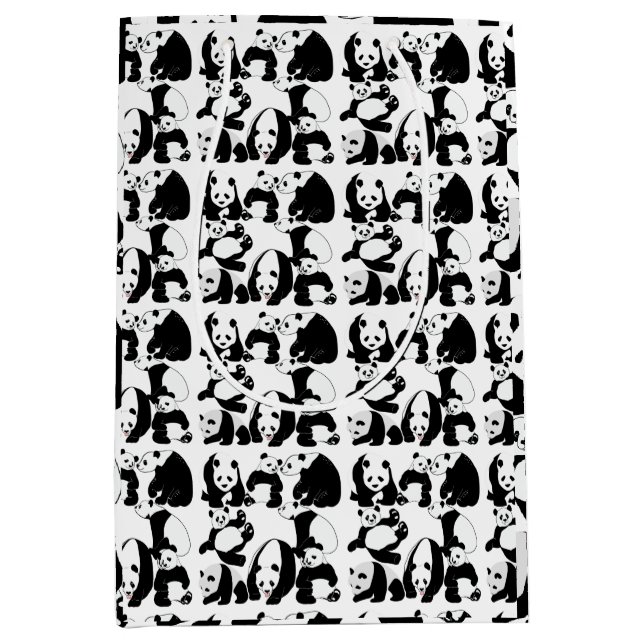 Sacola Para Presentes Média Panda padrão Branco BG (Frente)