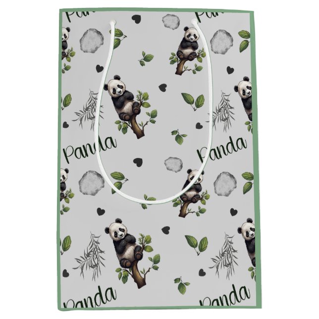 Sacola Para Presentes Média Panda Sem Olhos Padrões Bebê (Frente)