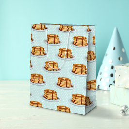 Sacola Para Presentes Média Panquecas com Xarope de Maple e Padrão Polkadot