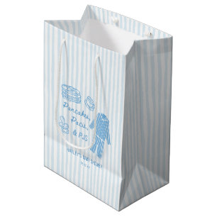 Sacola Para Presentes Média Panquecas, Paz e PJs Chuveiro de Bebê Menino