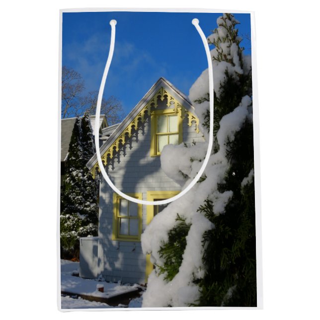 Sacola Para Presentes Média Pão de gengibre e neve de inverno - Vineyard de Ma (Frente)