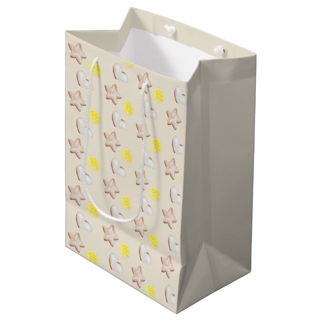 Sacola Para Presentes Média Pão de Limão e Gengibre de Natal Aquarela (Frente inclinada)