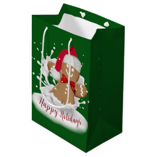Sacola Para Presentes Média Pão de Natal Homem no Leite