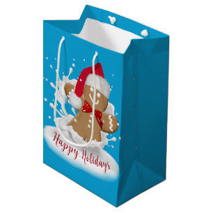 Sacola Para Presentes Média Pão de Natal Homem no Leite