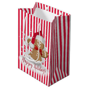 Sacola Para Presentes Média Pão de Natal Homem no Splash de Leite