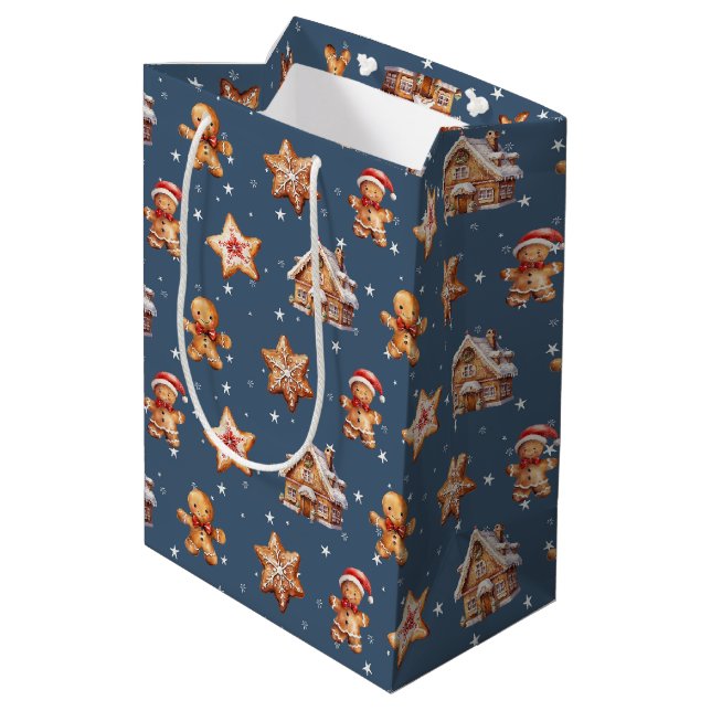 Sacola Para Presentes Média Pão De Natal Nas Estrelas (Verso inclinado)