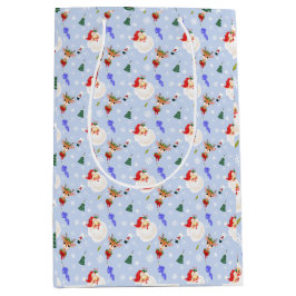 Sacola Para Presentes Média Papai Noel Antigo e Rena de Natal 