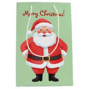 Sacola Para Presentes Média Papai Noel aquarela sorrindo Natal