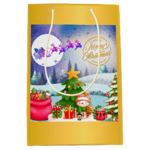 Sacola Para Presentes Média Papai Noel Árvore de Natal Feliz Natal & Ano Novo