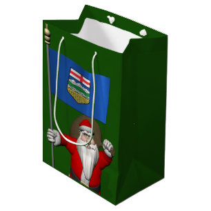 Sacola Para Presentes Média Papai Noel Com Bandeira De Alberta