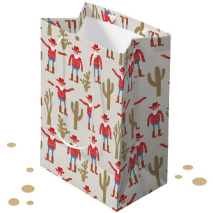 Sacola Para Presentes Média Papai Noel Cowboy Natal Western