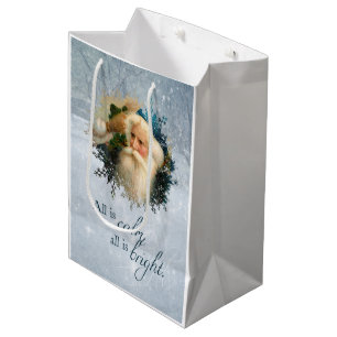 Sacola Para Presentes Média Papai noel do inverno do vintage personalizado