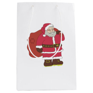 Sacola Para Presentes Média Papai Noel em vermelho com saco de presentes e ócu