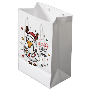 Sacola Para Presentes Média Papai Noel Ganso Bobo Natal Pato Engraçado Fofo