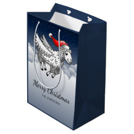 Sacola Para Presentes Média Papai Noel Ovelha de Natal Voadora