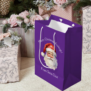 Sacola Para Presentes Média Papai Noel Roxo Personalizado Natal