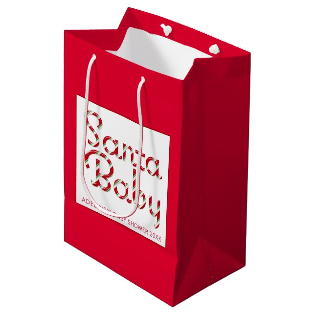 Sacola Para Presentes Média Papais noeis Chá de fraldas de Natal para Bebê Sac (Frente inclinada)