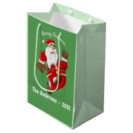 Sacola Para Presentes Média Papais noeis com Monograma de Natal