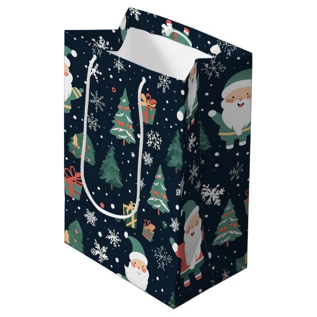 Sacola Para Presentes Média Papais noeis de Natal (Frente inclinada)