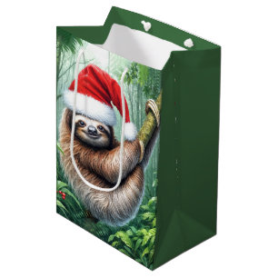 Sacola Para Presentes Média Papais noeis De Natal Na Floresta Tropical