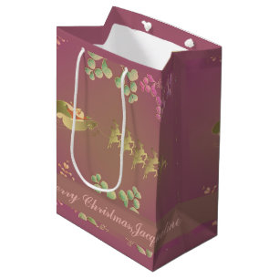 Sacola Para Presentes Média Papais noeis de Natal Reindeer Gift Bag