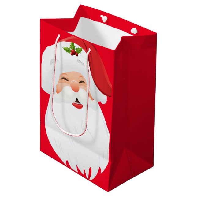 Sacola Para Presentes Média Papais noeis de presentes de Natal (Frente inclinada)