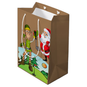 Sacola Para Presentes Média Papais noeis de presentes de Natal Golfe