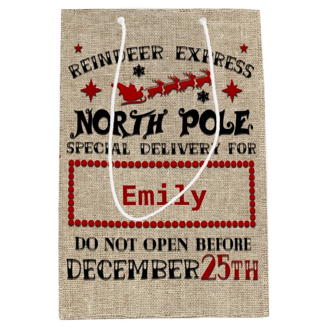 Sacola Para Presentes Média Papais noeis Oficiais Personalizados e Bonitos Sac (Frente)