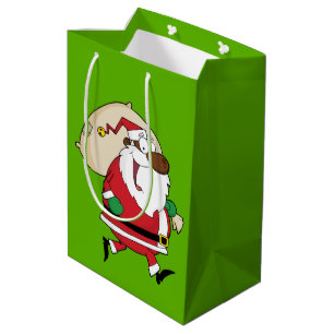 Sacola Para Presentes Média Papais noeis Pretos com Saco de Presente