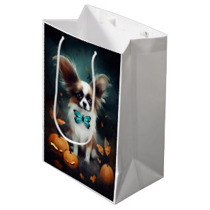 Sacola Para Presentes Média Paparico de Halloween com Abóboras Assustador